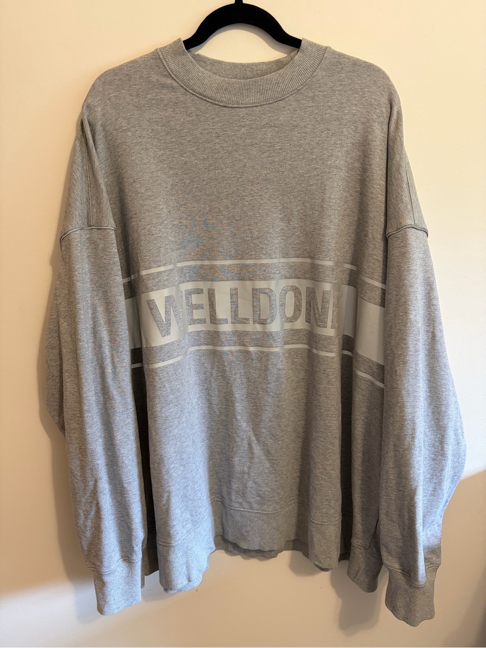 WE11DONE - reflective strip, one size, grey crewneck sweatshirt